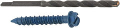 Made in USA - 1/4" Diam, 1-3/4" Length Under Head, Hex Drive, Concrete Screw & Masonry Fastener - Steel, Blue Climaseal Finish, Includes Drill Bit - Exact Tooling