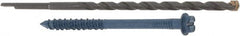 Made in USA - 1/4" Diam, 3-1/4" Length Under Head, Hex Drive, Concrete Screw & Masonry Fastener - Steel, Blue Climaseal Finish, Includes Drill Bit - Exact Tooling