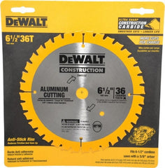 DeWALT - 6-1/2" Diam, 5/8" Arbor Hole Diam, 36 Tooth Wet & Dry Cut Saw Blade - Carbide-Tipped, Standard Round Arbor - Exact Tooling