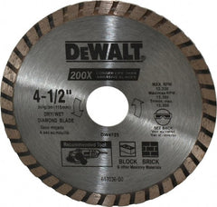 DeWALT - 4-1/2" Diam, 7/8" Arbor Hole Diam, Wet & Dry Cut Saw Blade - Diamond-Tipped, Standard Round Arbor - Exact Tooling