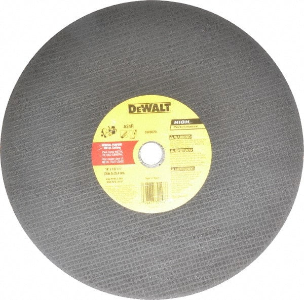 DeWALT - 14" Aluminum Oxide Cutoff Wheel - 1/8" Thick, 1" Arbor, 5,500 Max RPM, Use with Circular Saws - Exact Tooling