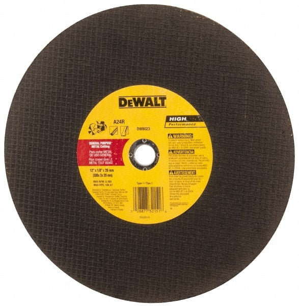 DeWALT - 12" Aluminum Oxide Cutoff Wheel - 1/8" Thick, 20mm Arbor, 6,400 Max RPM, Use with Circular Saws - Exact Tooling