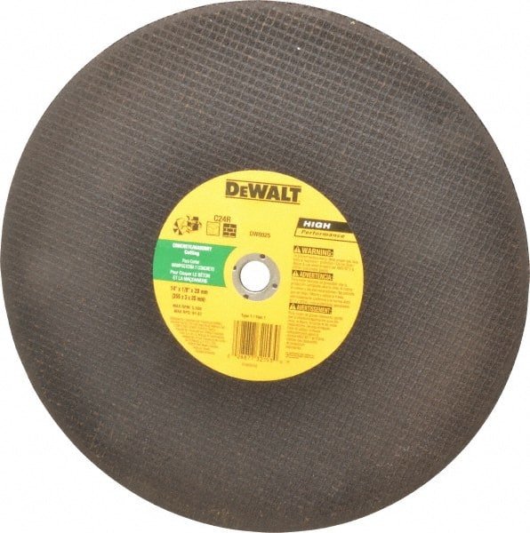 DeWALT - 14" Silicon Carbide Cutoff Wheel - 1/8" Thick, 20mm Arbor, 5,500 Max RPM, Use with Circular Saws - Exact Tooling