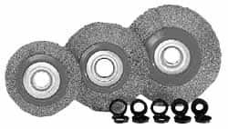 Value Collection - 4" OD, 3/4" Arbor Hole, Crimped Brass-Coated Steel Wheel Brush - 5/8" Face Width, 11/16" Trim Length, 0.007" Filament Diam, 8,000 RPM - Exact Tooling