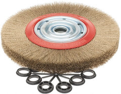 Value Collection - 12" OD, 1-1/4" Arbor Hole, Crimped Brass-Coated Steel Wheel Brush - 1-3/16" Face Width, 2-3/8" Trim Length, 0.007" Filament Diam, 3,000 RPM - Exact Tooling