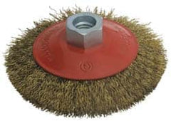Value Collection - 4" OD, M14x2.00 Arbor Hole, Crimped Steel Wheel Brush - 3/4" Face Width, 0.012" Filament Diam, 12,500 RPM - Exact Tooling