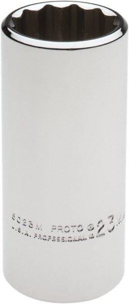 Proto - 3/8" Drive, Deep Hand Socket - 12 Points, 2-3/4" OAL, Chrome Vanadium, Chrome Finish - Exact Tooling
