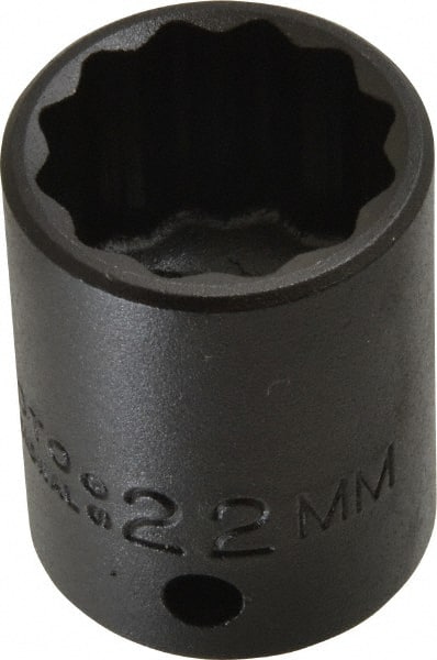 Proto - 1/2" Drive 22mm Standard Impact Socket - 12 Points, 1-1/2" OAL - Exact Tooling
