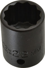 Proto - 1/2" Drive 22mm Standard Impact Socket - 12 Points, 1-1/2" OAL - Exact Tooling