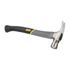 Stanley - 1-3/8 Lb Head, Straight Rip Claw Axe Handle Framing Hammer - 18" OAL, Forged Steel Head, 1-1/4" Face Diam, Checkered Face, Graphite Handle with Grip - Exact Tooling