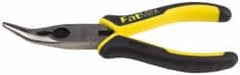 Stanley - 6-3/4" OAL, 1-13/16" Jaw Length x 11/16" Jaw Width, Long Nose Side Cutting Bent Nose Pliers - Serrated Jaw, Double Injection Molded Handles - Exact Tooling