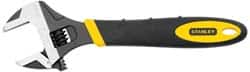 Stanley - 1-3/8" Jaw Capacity, 10" Standard Adjustable Wrench - Chrome Vanadium Steel, Black Finish, 10-1/2" OAL - Exact Tooling