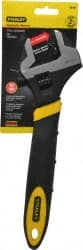 Stanley - 1-1/2" Jaw Capacity, 12" Standard Adjustable Wrench - Chrome Vanadium Steel, Black Finish, 12" OAL - Exact Tooling
