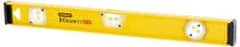Stanley - 48" Long 3 Vial I-Beam Level - Aluminum, Yellow, 1 Plumb & 2 Level Vials - Exact Tooling