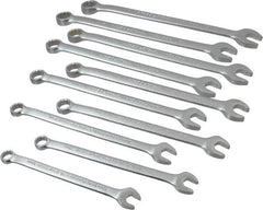 Proto - 10 Piece, 10mm to 19mm, 12 Point Combination Wrench Set - Metric Measurement Standard, Satin Chrome Finish, Comes in Nylon Roll - Exact Tooling