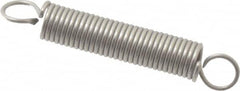 Made in USA - 1/8" OD, 1.44 Lb Max Load, 1.38" Max Ext Len, 0.016" Wire Diam Stainless Steel Extension Spring - 2 Lb/In Rating, 0.21 Lb Init Tension, 3/4" Free Length - Exact Tooling