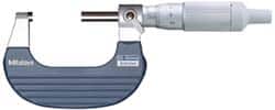 Mitutoyo - 25 to 50mm Range, 0.01mm Graduation, Mechanical Outside Micrometer - Ratchet Stop Thimble, Accurate to 0.0001" - Exact Tooling