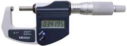 Mitutoyo - 0.001 mm Resolution, Standard Throat, Electronic Outside Micrometer - Includes Stand - Exact Tooling
