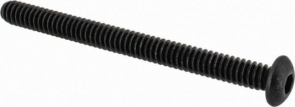 Value Collection - #10-24 UNC Hex Socket Drive, Button Screw - Alloy Steel, Black Oxide Finish, Fully Threaded, 2-1/4" Length Under Head - Exact Tooling