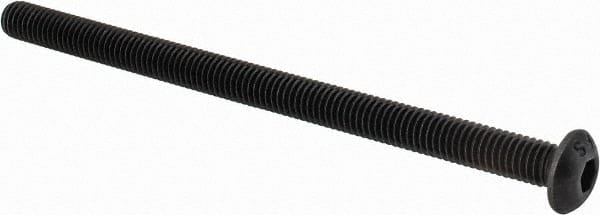 Value Collection - #10-32 UNF Hex Socket Drive, Button Screw - Alloy Steel, Black Oxide Finish, Fully Threaded, 3" Length Under Head - Exact Tooling