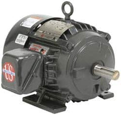 US Motors - 5 hp, TEFC Enclosure, No Thermal Protection, 3,520 RPM, 230/460 Volt, 60 Hz, Three Phase Premium Efficient Motor - Size 184T Frame, Rigid Mount, 1 Speed, Ball Bearings, 12/6 Full Load Amps, F Class Insulation, Reversible - Exact Tooling