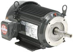 US Motors - 7-1/2 hp, TEFC Enclosure, No Thermal Protection, 3,495 RPM, 208-230/460 Volt, 60 Hz, Three Phase Standard Efficient Motor - Size 213 Frame, Rigid Mount, 1 Speed, Ball Bearings, 21.6-19.4/9.7 Full Load Amps, F Class Insulation, Reversible - Exact Tooling