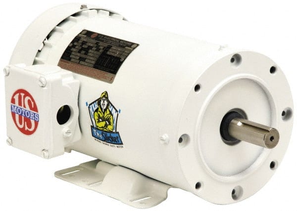 US Motors - 3/4 hp, TENV Enclosure, No Thermal Protection, 3,450 RPM, 208-230/460 Volt, 60 Hz, Three Phase Energy Efficient Motor - Size 56C Frame, C-Face/Base Mount, 1 Speed, Ball Bearings, 2.4-2.2/1.1 Full Load Amps, F Class Insulation, Reversible - Exact Tooling