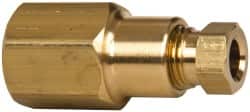 Parker - 1/4" OD, Brass Female Connector - 2,100 Max Working psi, 11/16" Hex, Comp x FNPT Ends - Exact Tooling