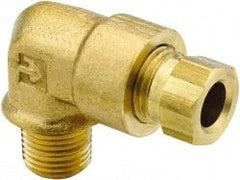 Parker - 5/8" OD, Brass Male Elbow - 1,000 Max Working psi, 7/8" Hex, Comp x MNPT Ends - Exact Tooling