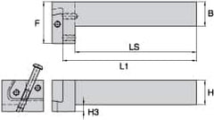 Kennametal - KGME, Right Hand, Indexable Grooving Tool Holder - 31.75mm Shank Height, 31.75mm Shank Width, 140.4mm OAL - Exact Tooling