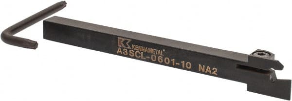 Kennametal - 10mm Max Depth, 0.79" Max Workpc Diam, Left Hand Indexable Cutoff Toolholder - Exact Tooling