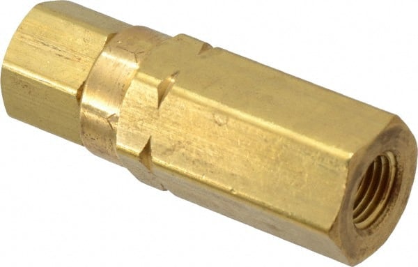 Specialty Mfr - 1/4" Brass Check Valve - Inline, FNPT x FNPT, 3,000 WOG - Exact Tooling