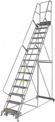 Ballymore - 192" 15 Step Ladder - 350 Lb Capacity, 150" Platform Height, 42" Base Width x 108" Depth, Grip Strut - Exact Tooling