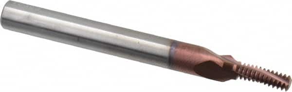 Carmex - 1/4-28 UNF, 0.157" Cutting Diam, 3 Flute, Solid Carbide Helical Flute Thread Mill - Internal Thread, 0.45" LOC, 2-1/2" OAL, 1/4" Shank Diam - Exact Tooling
