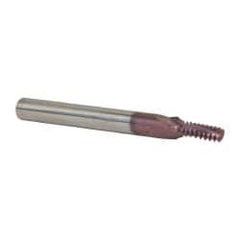 Carmex - 1/4-20 UNC, 0.177" Cutting Diam, 3 Flute, Solid Carbide Helical Flute Thread Mill - Internal Thread, 0.48" LOC, 2-1/2" OAL, 1/4" Shank Diam - Exact Tooling