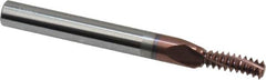 Carmex - 5/16-18 UNC, 0.197" Cutting Diam, 3 Flute, Solid Carbide Helical Flute Thread Mill - Internal Thread, 0.58" LOC, 2-1/2" OAL, 1/4" Shank Diam - Exact Tooling