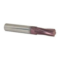 Carmex - 3/4-16 UNF, 0.472" Cutting Diam, 4 Flute, Solid Carbide Helical Flute Thread Mill - Internal Thread, 1.22" LOC, 3-1/2" OAL, 1/2" Shank Diam - Exact Tooling