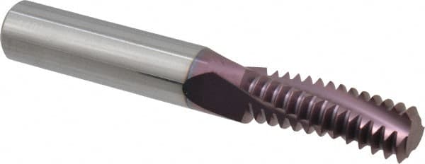 Carmex - 3/4-10 UNC, 0.472" Cutting Diam, 3 Flute, Solid Carbide Helical Flute Thread Mill - Internal Thread, 1.35" LOC, 3-1/2" OAL, 1/2" Shank Diam - Exact Tooling