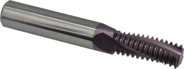 Carmex - 7/8-9 UNC, 0.591" Cutting Diam, 3 Flute, Solid Carbide Helical Flute Thread Mill - Internal Thread, 1-1/2" LOC, 4" OAL, 5/8" Shank Diam - Exact Tooling