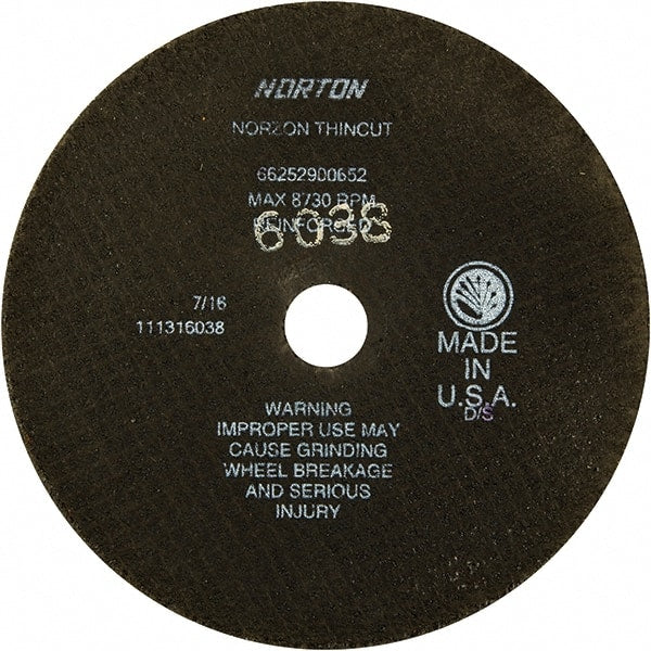 Norton - 7" Ceramic Cutoff Wheel - 1/16" Thick, 7/8" Arbor - Exact Tooling