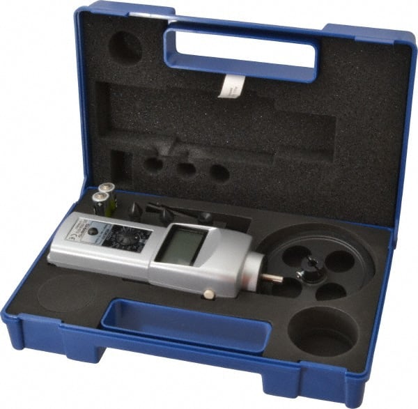 SHIMPO - Accurate up to 0.006 +/- 1% Digit (6 RPM Max) (10,000 to 25,000 RPM), 0.001 RPM Resolution, Contact Tachometer - 7.185 Inch Long x 2.3622 Inch Wide x 1.811 Inch Meter Thick, 0.1 to 25,000 RPM Measurement - Exact Tooling