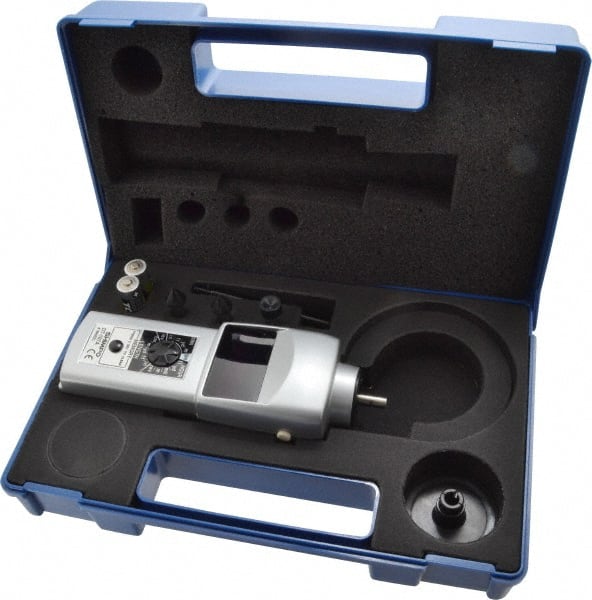 SHIMPO - Accurate up to 0.006 +/- 1% Digit (6 RPM Max) (10,000 to 25,000 RPM), 0.001 RPM Resolution, Contact Tachometer - 7.185 Inch Long x 2.3622 Inch Wide x 1.811 Inch Meter Thick, 0.1 to 25,000 RPM Measurement - Exact Tooling