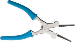 Harris Products - 8-1/2" OAL, 1-3/4" Jaw Length, Long Nose Side Cutting Welder's Pliers - Serrated Jaw, Needle Nose Head, Insulated Handles, with Spring - Exact Tooling