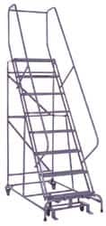 Cotterman - 110" 8 Step Ladder - 450 Lb Capacity, 80" Platform Height, 32" Base Width x 58" Depth, Expanded Metal Tread - Exact Tooling
