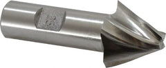 Made in USA - 25° Taper Angle per Side, 3/8" Small End Diam, 1" LOC, High Speed Steel 4 Flute Tapered Square End Mill - 3-1/4" OAL, 3/4" Shank Diam, Spiral Flute - Exact Tooling