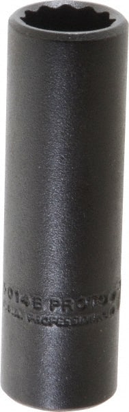 Proto - 7/16", 3/8" Drive, Deep Hand Socket - 12 Points, 2-1/8" OAL, Alloy Steel, Black Finish - Exact Tooling
