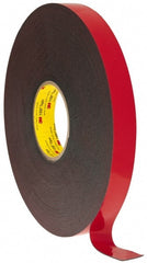 3M - 1" x 36 Yd Acrylic Adhesive Double Sided Tape - 45 mil Thick, Black, Acrylic Foam Liner, Continuous Roll, Series 5952 - Exact Tooling