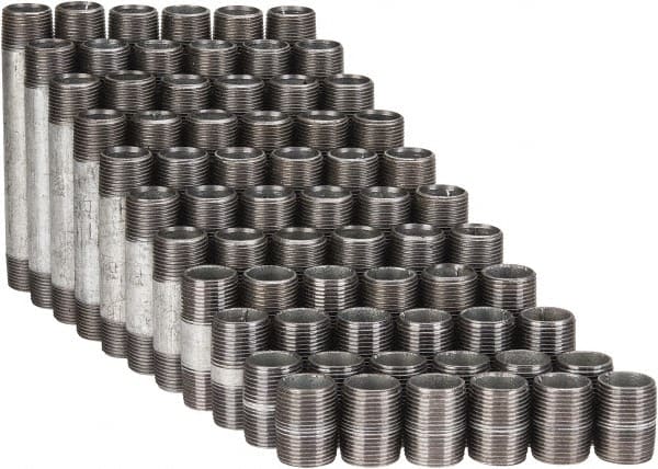 B&K Mueller - 66 Piece, 3/4" Pipe, Galvanized Pipe Nipple Set - Schedule 40, (6) Close, (6) 1-1/2, (6) 2, (6) 2-1/2, (6) 3, (6) 3-1/2, (6) 4, (6) 4-1/2, (6) 5, (6) 5-1/2, (6) 6 - Exact Tooling