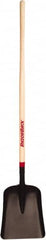 Razor-Back - 14-1/2" High x 11-1/2" Wide Square Steel Scoop - 46" Long Wood Straight Handle, No Step - Exact Tooling