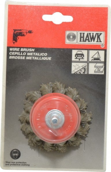 Value Collection - 2-3/8" Diam, 1/4" Shank Diam, Steel Fill Cup Brush - 0.008 Wire Diam, 6,000 Max RPM - Exact Tooling